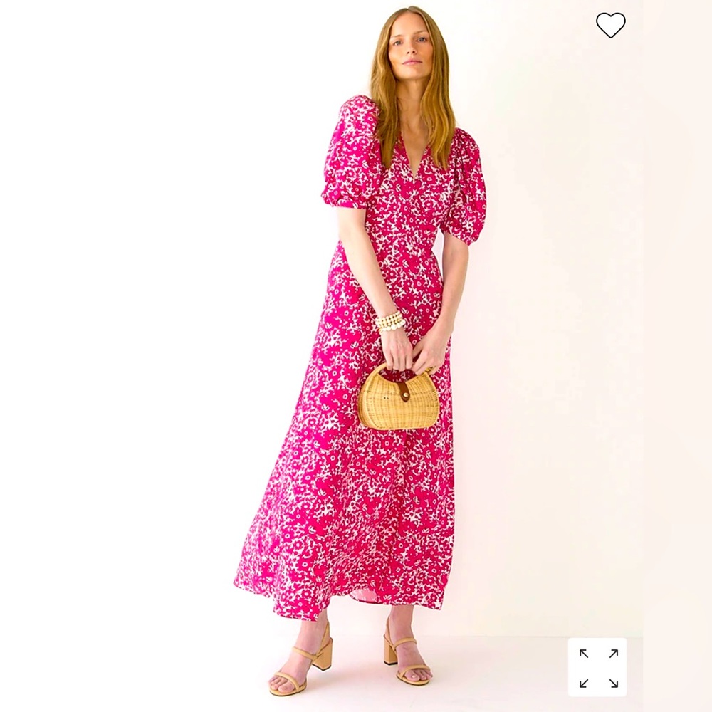 J.Crew Collection puff-sleeve V-neck maxi dress in drapey floral size 6